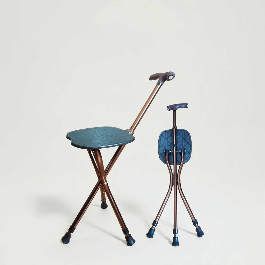 Elderly Outdoor Multifunctional Folding Chair Cane Folding Cane