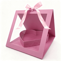Boîte cadeau transparente en forme de cœur de luxe pour fleurs, anniversaire, fête des mères, emballage romantique pour cadeau floral avec ruban