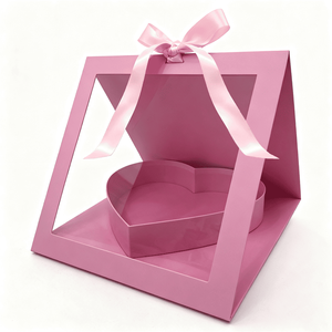Caja de regalo de flores transparente en forma de corazón de lujo cumpleaños aniversario Día de la madre regalo Floral romántico embalaje con cinta - Product Image 6