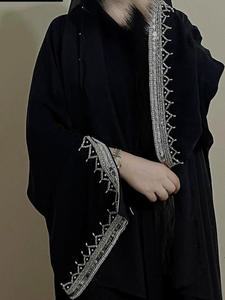 2026 Robe <span class=keywords><strong>Cardigan</strong></span> de Fête de Luxe de Dubaï pour Femmes Musulmanes, Nouvel Abaya Ouvert Noir Haut de Gamme Gaufré Strass - Product Image 2