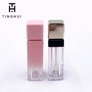 Precio de Fábrica, Tubo de Brillo Labial Cosmético Vacío Personalizado, Cuadrado, Degradado Rosa, Elegante, con Pincel, Material Plástico, MOQ 100 Piezas - Product Image 2