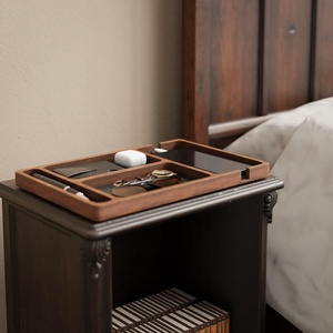 Organisateur de <span class=keywords><strong>bureau</strong></span> en bois minimaliste à 4 grilles <span class=keywords><strong>plateau</strong></span> de rangement de table de chevet pour lunettes de soleil montre stylo téléphone portable écouteurs articles divers - Product Image 3