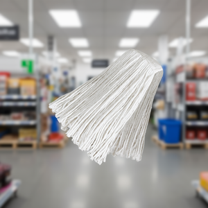 Testa di scopa industriale in cotone bianco 350g per la pulizia dei pavimenti - Product Image 3
