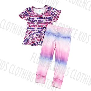 DH ODM Conjuntos de ropa personalizables de 2 piezas para niñas pequeñas Top de verano suave con mangas de volantes dulces Pantalones cortos Diseño elegante informal - Product Image 4