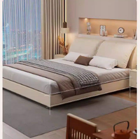 Lit plateforme moderne de luxe en cuir, taille Queen, avec rangement, coffre de sécurité, multifonctionnel, durable, pour chambre principale