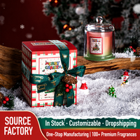 Bougie parfumée de Noël dans un bocal en verre avec cloche en verre, cire de soja, dégradé rose-vert, pour la décoration de la maison pendant les fêtes