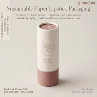 Tube de rouge à lèvres en papier durable, rechargeable, OEM ODM FSC FDA SGS, emballage cosmétique personnalisé avec logo, MOQ500