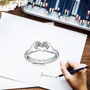 Anelli in Argento Sterling 925 Placcati <span class=keywords><strong>Oro</strong></span> 18K con Fascia Interna in Smalto Nero, Anello Aperto Regolabile con Citazione d'Amore e Cuore per Donne - Product Image 4