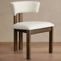 Chaise de salle à manger moderne en bois massif, écologique, durable, avec dossier incurvé et revêtement en velours bouclé, options de couleurs disponibles