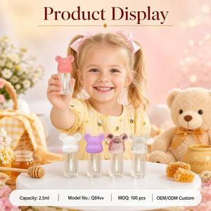 ISMAN Tubetti Vuoti per Lucidalabbra da 2,5ml a Forma di Orsetto, Contenitori Carini Rosa Trasparenti per Lipgloss, Packaging Cosmetico per Olio Labbra con Etichetta Privata - Product Image 2