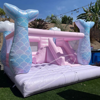 Château gonflable géant en PVC rose pastel pour mariage, avec toboggan, certifié CE, garantie 5 ans