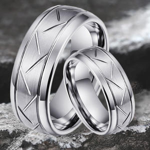 8mm Tungsten <strong>Ring</strong> Vintage Silver Groove Anti-Tarnish Punk Luxury Hip Hop Fashion <strong>Rings</strong> Gift for <strong>Men</strong> Jewelry - Product Image 2