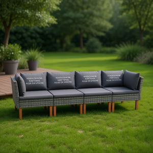Ensemble de canapés de jardin gris, mobilier d'extérieur, coussins imperméables, design contemporain, résistant aux UV, rotin PE - Product Image 2