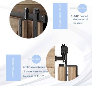 WEKIS Modern 3 FT <b>Mini</b> Cabinet Bypass Double Sliding Barn Door Hardware Track Kit Quiet Smooth Soundproof Steel Storage Window - Product Image 5