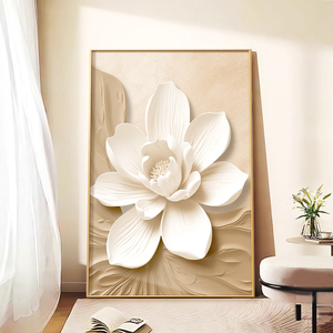 Custom Cream Flower Canvas Prints <b>Wall</b> Art Decor Painting Modern Luxury Floral Living Room <b>Framed</b> Canvas Painting - Product Image 4
