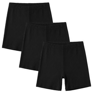 Shorts de Ciclismo para Niñas, Negros, Acanalados, de Alta Calidad, Cintura Alta, Elásticos, Casuales, Tejidos, para Verano - Product Image 1