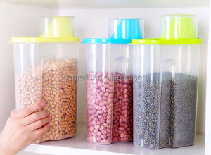Contenedor Transparente de Plástico para Alimentos Secos, Organizador de Cereales con Taza Medidora y Boquilla Vertedora para Cocina y Despensa - Product Image 2