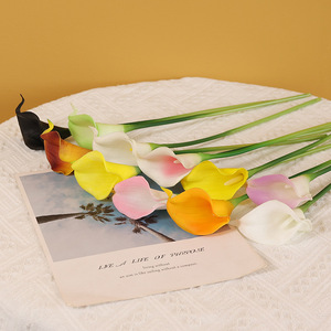 Fleur artificielle Ruilisi Calla Lily miniature à tige unique en PU, fleur décorative pour la maison, décoration de mariage, blanc, jaune, rose, orange - Product Image 1