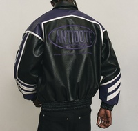 Blouson de moto en cuir brodé avec logo personnalisé Blouson en cuir de course automobile en faux cuir pour hommes
