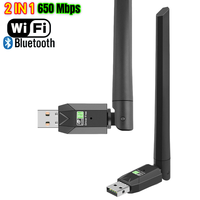 Adaptateur USB WiFi Bluetooth 2 en 1, 600 Mbps, double bande 5 GHz, mini carte réseau sans fil USB 600 m, dongle LAN, récepteur externe.