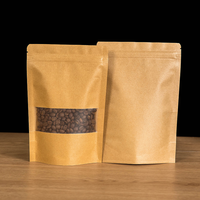 Sacs en papier kraft avec fenêtre, pochettes verticales refermables de qualité alimentaire pour café, snacks, thé – Impression personnalisée acceptée – En stock