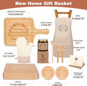 Regalos de calentamiento de casa con logotipo <span class=keywords><strong>personalizado</strong></span>, nuevo juego de regalo de cocina para el hogar con tabla de cortar, vela perfumada, cesta de regalo para parejas - Product Image 2