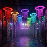 Lustre LED moderne personnalisé pour bar et restaurant, lumière d'ambiance à changement de couleur, luminaires suspendus décoratifs uniques en corde plastique