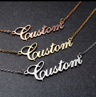 Collar de cadenas finas a la moda con letras y nombre personalizado, accesorio elegante, joyería de acero inoxidable texturizada de alta calidad