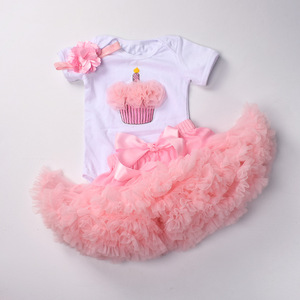 Ensemble 3 pièces pour nouveau-né fille, tenue décontractée d'été en coton, idéal pour la 1ère Pâques, fête d'anniversaire, collection boutique - Product Image 3