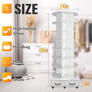 <strong>Custom</strong> 7 Tier Wooden 360 Rotating Shoe <strong>Rack</strong> Tower <strong>with</strong> Drawers for Boutique - Product Image 4