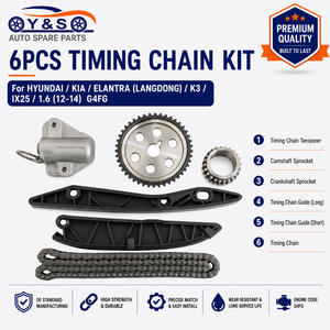 Kit de Cadena de Distribución de Motor de Acero Aleado, 6 Piezas, Nuevo, para G4FG 1.6L Elantra/K3/IX25 / 2012-2021, Juego Completo de Reparación de Distribución - Product Image 1