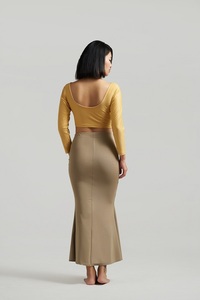 Falda interior de poliéster con corte de sari para mujer, de cintura alta, control de abdomen, elástica y adelgazante, para uso diario - Product Image 4