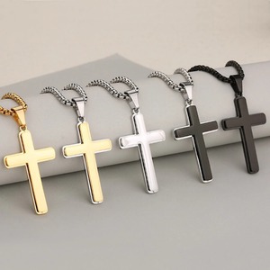 Collier pendentif croix double couche en acier inoxydable pour hommes et femmes, couleur or et argent, bijoux religieux chrétiens, cadeaux hip-hop - Product Image 5
