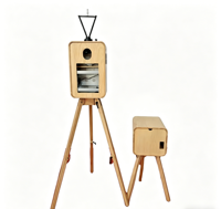 Nouvelle conception de photomaton rétro multifonctionnel en bois, design double face, photomaton en libre-service avec appareil photo reflex numérique