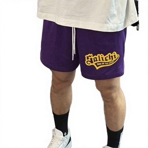 Shorts de sport respirants Falichi pour hommes, brodés, en maille, avec cordon de serrage, taille mi-haute, pour l'entraînement de basketball - Product Image 2