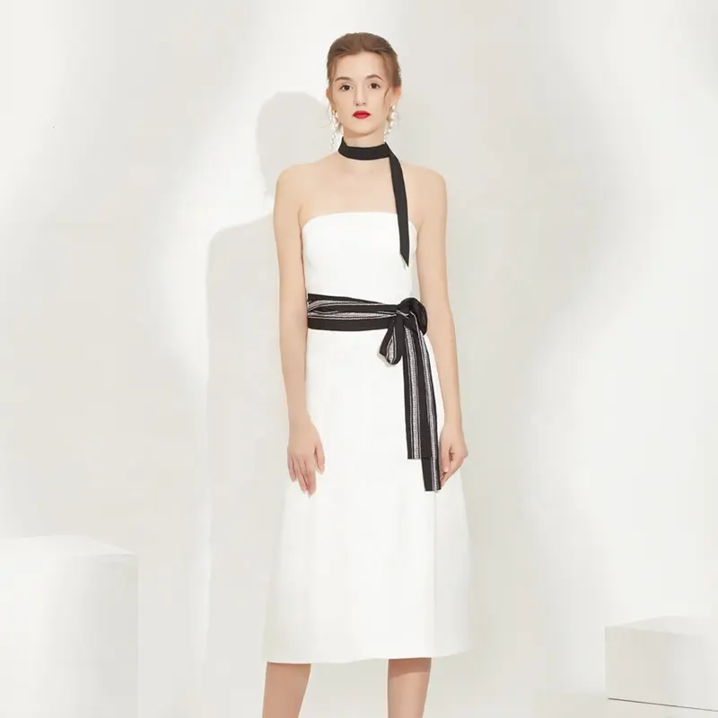 패션 어깨 칵테일 숙녀 흰 드레스 생일 파티 슬릿 맥시 드레스