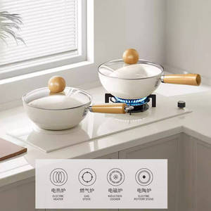 Ceramic Mini Non-Stick Wok With Lid For Frying Stir-Frying Boiling Noodles Single Serving Use Gas And Induction Cookers - Product Image 4