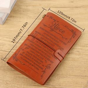 Cuaderno de Diario Vintage Hecho a Mano con Impresión Digital A6 - Personalizable con Mensajes Sentidos para Mi Hija/Hijo, Regalo en Cuero Marrón Resistente - Product Image 4