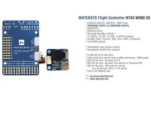 Matek เครื่องควบคุมการบิน V3 H743-WING STM32H743VIT6กล้องคู่อินเอวีสำหรับเครื่องบิน RC FPV ในตัวรองรับรีโมทคอนโทรล <span class=keywords><strong>OSD</strong></span> - Product Image 6