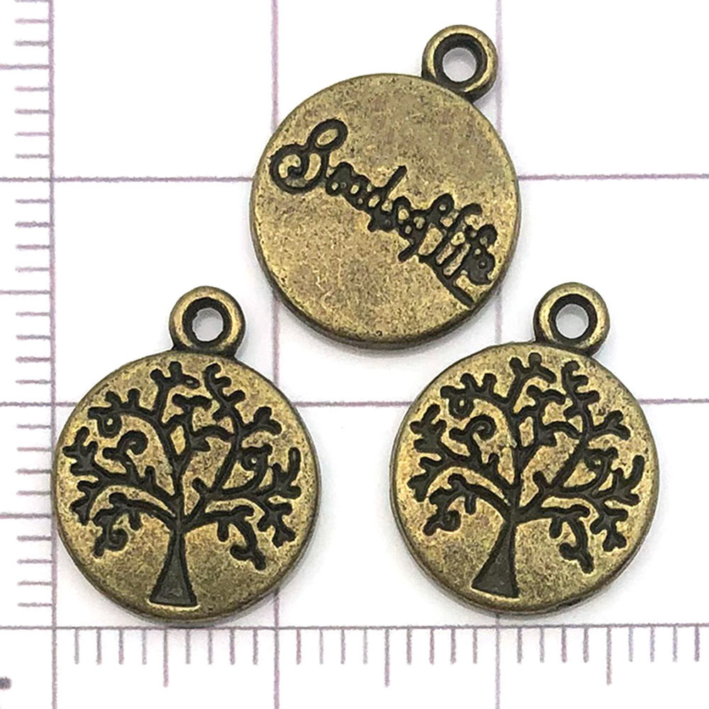 Un Arbre de Vie rond vert ancien - 1,4g - 12*15mm - 19925