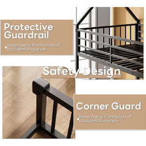 Cadre de lit en métal blanc pleine taille avec barrière et étagères – Design élégant pour chambre <span class=keywords><strong>à</strong></span> coucher - Product Image 3