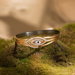 Bracelet en cristal en acier inoxydable 316L plaqué or PVD, motif œil porte-bonheur, bijoux de mode - Product Image 3