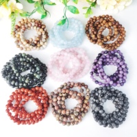 Bracelets tendance en perles rondes de 8 mm en cristal et pierres précieuses, matériaux multiples, pour la création de bijoux