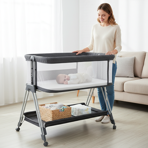 Lit <span class=keywords><strong>de</strong></span> bébé en métal <span class=keywords><strong>de</strong></span> qualité supérieure, berceau <span class=keywords><strong>de</strong></span> voyage pour nourrisson, nouveau design, lit cododo, berceau à bascule pour bébé - Product Image 1