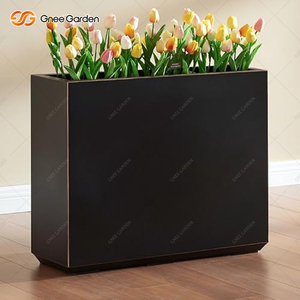 Jardinière carrée en métal noir robuste, acier laminé à froid, idéale pour porche et entrée, utilisation toutes saisons, personnalisable OEM/ODM, design empilable - Product Image 4