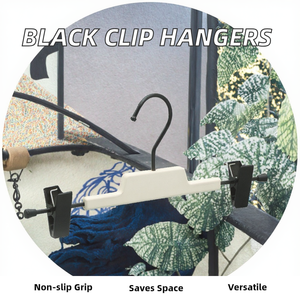 מותאם אישית מט שחור עץ pant חצאית קולב שאינו להחליק גומי מצופה במקום ידידותי לסביבה-חיסכון קליפים קל התקנה וו התקנה הוק - Product Image 3