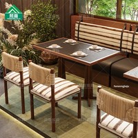 Neue chinesische Massivholz-Restaurant-Sitzgruppe für die Wandmontage, Fusion-Küche Tisch-und-Stuhl-Set, individuelle Anpassung für Teerestaurants