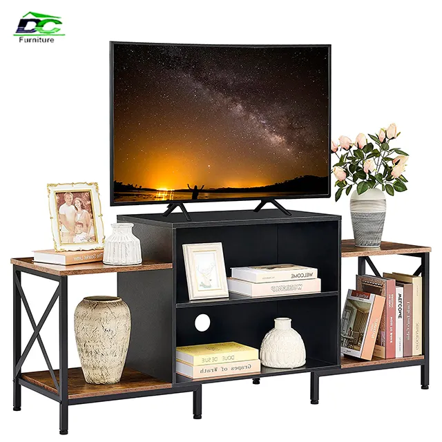 Sıcak satış Modern stil MDF TV standı Rattan yan masa lüks ahşap oturma oda dolabı akıllı mobilya ile