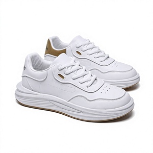 Chaussures de marche blanches pour hommes, baskets respirantes à lacets, semelle épaisse, décontractées, bout rond, streetwear - Product Image 3