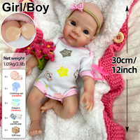 Poupée Bébé Reborn en Silicone OEM 30 cm Corps Entier, Cheveux Implantés, Douce et Réaliste, Cadeau Artistique de Collection